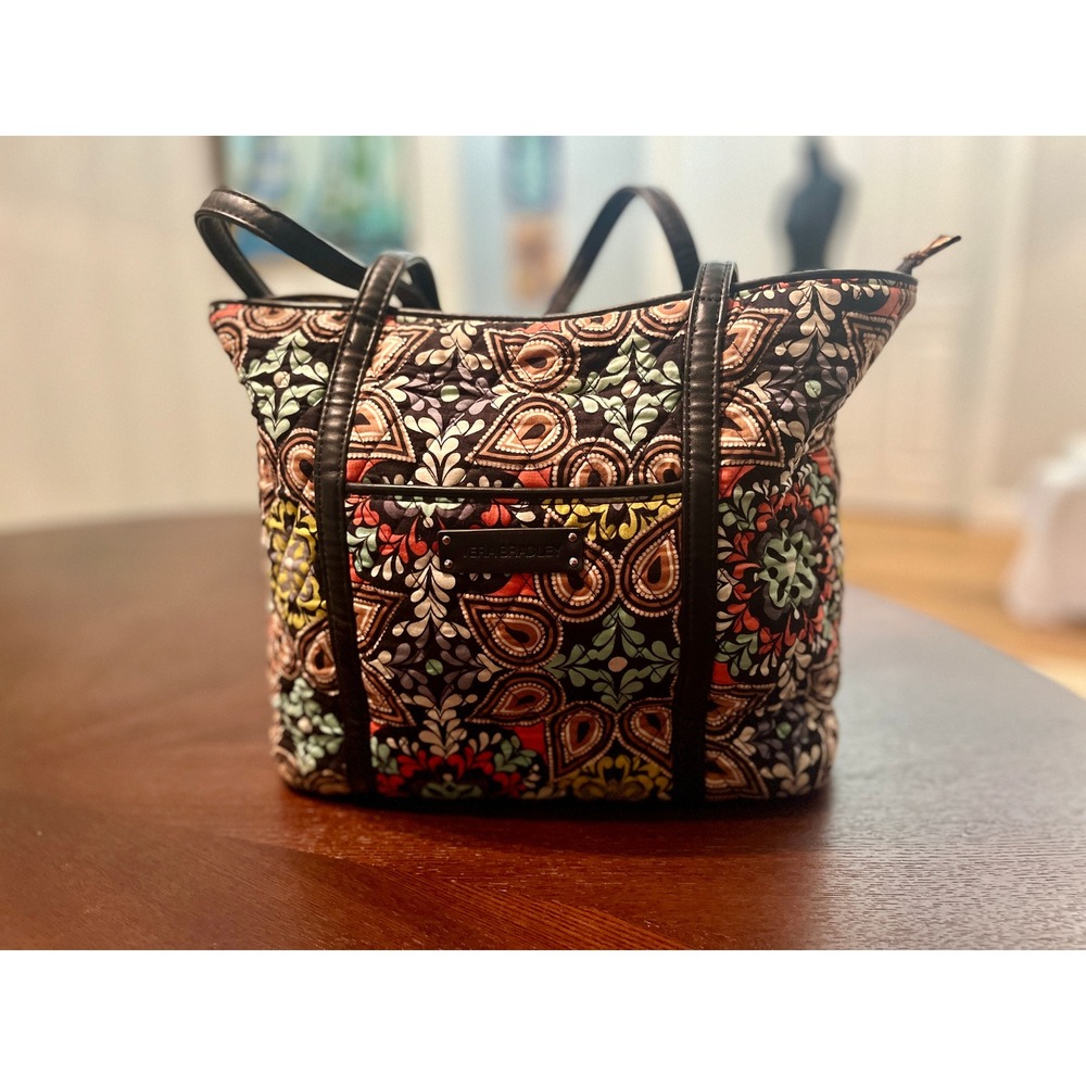 Vera Bradley Tote Bag Womens Medium Paisley Medallion Excellent Quilted Zip Top